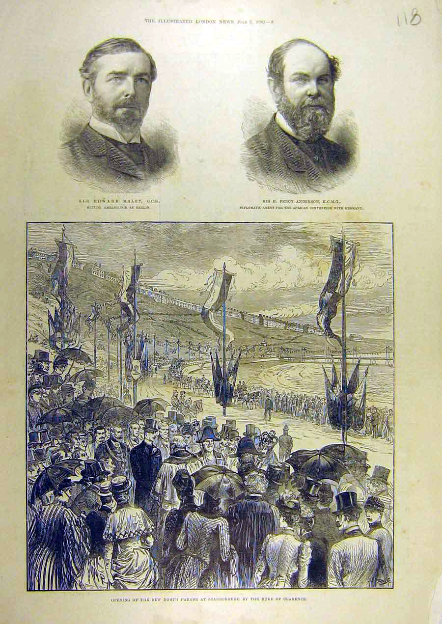 Old Antique Print 1890 Malet Anderson Portrait Scarborough Duke Clarence 19th