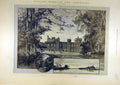 Original Old Antique Print 1890 Knowsley Building English Homes Lake Montbard