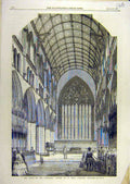 Old Antique Print 1857 Choir Cathedral Church St. Mary Carlisle Building 19th