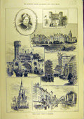 Original Old Antique Print 1889 Prince Albert Victor Harrogate Sketches 19th
