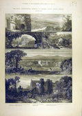Original Old Antique Print 1882 Royal Archeological Carlisle Lanecrost Naworth