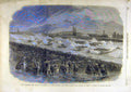 Original Old Antique Print 1861 Volunteers Sham Fight Wimbledon Cavalry Military
