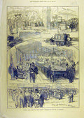 Original Old Antique Print 1873 Rifle Asscociation Wimbledon Meeting Sketches