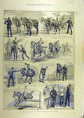 Original Old Antique Print 1887 Volunteers Artist'S Corps Riding Albany-Street
