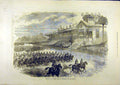 Original Old Antique Print 1871 Review French Army Longchamps Bois-De-Boulogne