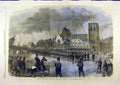 Original Old Antique Print 1865 Review French Troops Cherbourg Place-Napoleon