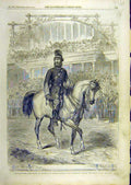 Original Old Antique Print 1861 Sham Fight Volunteer Ranelagh Brighton Military