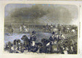 Original Old Antique Print 1853 Imperial Visit Camp Helfaut Military Victorian
