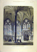 Old Antique Print 1873 Chapter-House Westminster Abbey Restored Building 19th