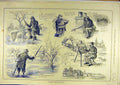 Original Old Antique Print 1880 Floods Sketches Fisherman Artist River Shooting