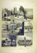 Original Old Antique Print 1883 Croydon Addington Sketches Buildings Church Hall