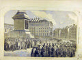 Original Old Antique Print 1852 Trafalgar Square Chelsea Pensioners Procession