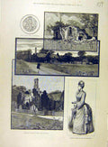 Old Antique Print 1885 Sketches Quarr Abbey Isle-Wight Princess Beatrice 19th