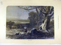 Original Old Antique Print 1873 Autumn Leaves Children Forest Woods Fine Art