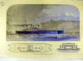 Original Old Antique Print 1873 Dicey Channel Steamer Deck-Plan Section Sketch