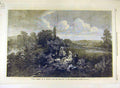 Original Old Antique Print 1869 Early-Summer Slingsby Picnic Landscape Fine Art