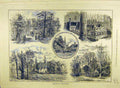 Old Antique Print 1887 Horsham Sketches Landscape Views Church Chesworth 19th