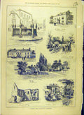 Original Old Antique Print 1884 Coaching London Guidlford Sketches Ripley Abbey