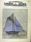 Original Old Antique Print 1887 American Yacht Volunteer Cup Race 19th