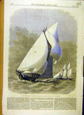 Old Antique Print 1870 Yacht-Race Sappho Cambria St. Catherine'S Sailing 19th