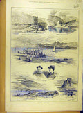 Original Old Antique Print 1882 Yachting Mull Scotland Yacht Artornish Castle