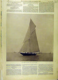 Original Old Antique Print 1895 German Emperor 20-Rater Vineta Yacht Sailing
