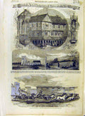 Original Old Antique Print 1860 Shrewsbury Tudor House Paris Hippodrome Marin