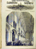 Original Old Antique Print 1852 Musical Festival Hereford Cathedral Building