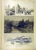 Original Old Antique Print 1892 Warwick Castle Race-Course Racing Horse 19th