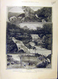 Original Old Antique Print 1887 GMerionethshire Wales Mawddach Gwyn-Fynnidd 19th