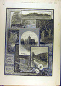 Original Old Antique Print 1883 Burnham Beeches Church Views Dedication 19th