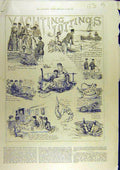 Original Old Antique Print 1886 Yacthing Sketches Yacht Sailing Sport Victorian