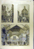 Original Old Antique Print 1886 Exhibition Edinburgh Scotland Calcutta Dufferin