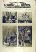 Original Old Antique Print 1888 Glasgow Exhibition International Sketches 19th