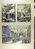 Original Old Antique Print 1888 Queen Glasgow Blythswood Exhibition Clyde 19th