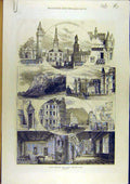 Original Old Antique Print 1871 Scott Selkirk Edinburgh Scotland Abbotsford
