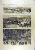 Original Old Antique Print 1885 Aberdeen Municipal Buildings Rubislaw Scotland