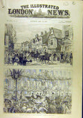 Original Old Antique Print 1887 Prince Princess Wales Knutsford Manchester 19th