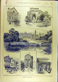 Original Old Antique Print 1889 Sketches Chester Buildings Ruins Stanley Tower