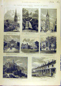 Original Old Antique Print 1882 Preston Guild Festival Sketches Merchant 19th