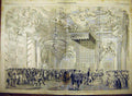 Original Old Antique Print 1858 Royal Wedding Berlin Hall-Knights Festivities