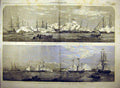 Original Old Antique Print 1858 Fete Naval Cherbourg Squadron Fairy Queen Yacht