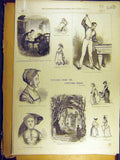Original Old Antique Print 1877 Pictures Christmas Books Sketches Victorian
