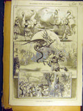 Original Old Antique Print 1881 Drury-Lane Pantomime Sketches Woolwich Siers