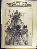 Old Antique Print 1888 Flag-Ship Naval Manoeuvres Topmast Electric Light 19th
