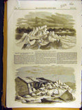 Old Antique Print 1857 Ice Fredericton St. John River House Destruction 19th
