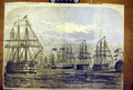 Original Old Antique Print 1856 Grand Review Spithead Royal Yacht Fleet Naval