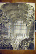 Original Old Antique Print 1882 Royal Wedding Marriage Ceremony Windsor Chapel