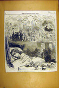 Original Old Antique Print 1855 Dream Twelfth-Night Child Sleeping Thomas Sketch