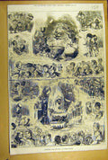 Original Old Antique Print 1876 Christmas Furniss Sketches Celebration Scenes